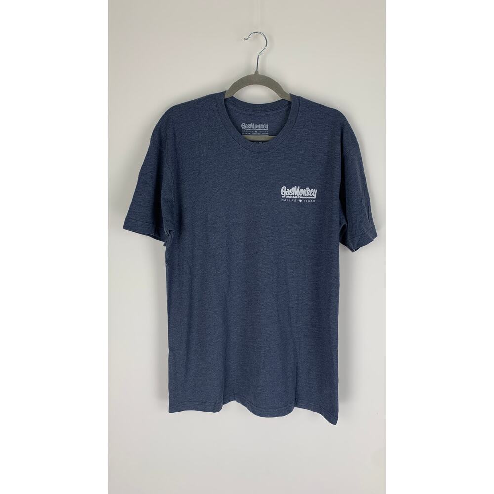 Gas Monkey Garage Simple Logo Tee Heather Blue Mens Size Large New Short Sleeve